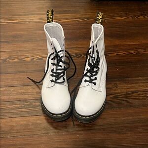Dr. Martens White Combat Boots with Black Laces